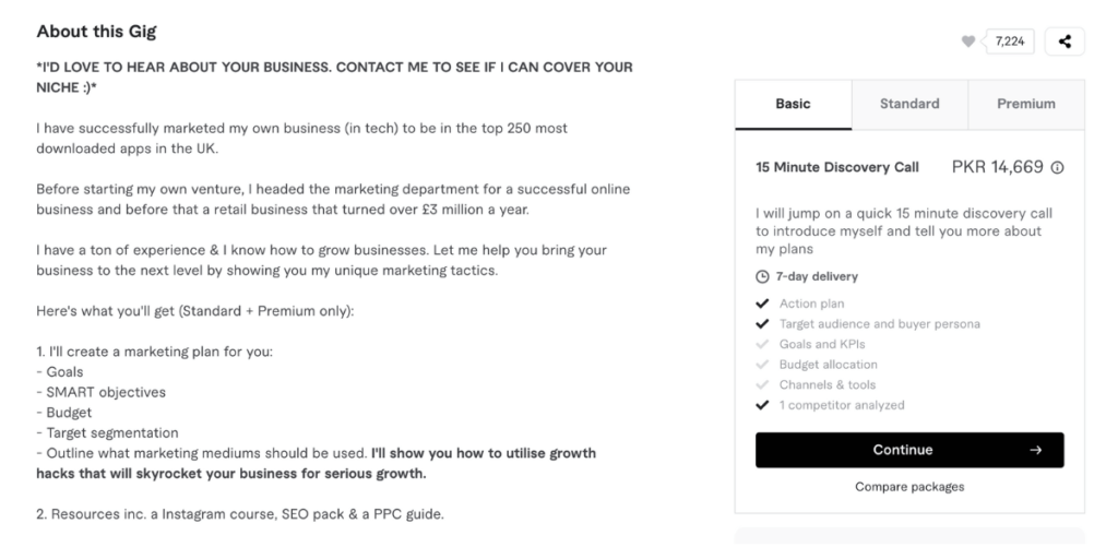 Fiverr Gig Description Example