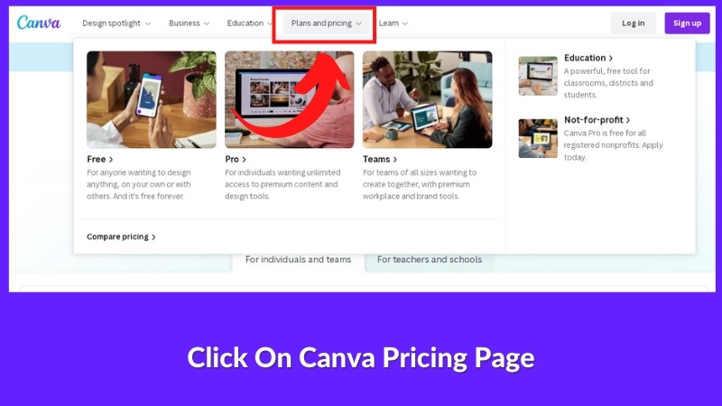 Click On Canva Plans And Pricing